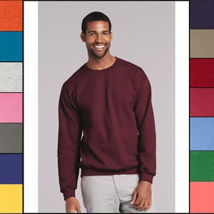 Custom Gildan Mens Plain Solid Heavy Blend Cotton Crewneck Sweatshirt S ...