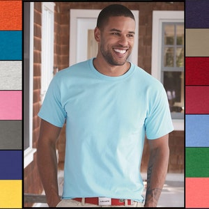 Custom NEW Hanes Men&#39;s ComfortSoft Heavyweight 100% Cotton Authentic T-Shirt S-3XL 5250T