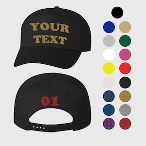 Créez votre propre casquette personnalisée, créez votre propre casquette/chapeau, couleurs scintillantes, texte personnalisé, nombres, logo personnalisé, de nombreuses couleurs, dos instantané pour adultes