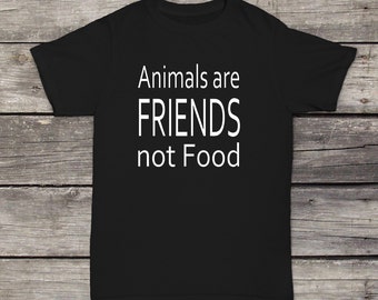 Animals Are Friends Not Food T-Shirt Vegan Meat Vegetarian Lover Funny Design Men Women Unisex Many Colors Gildan Soft Cotton