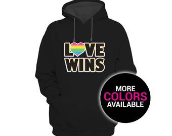 Love Wins Neon Colorful Sweatshirt Hoodie Men/Women Unisex White Black Soft Cotton/Polyester Hoodie Sweatshirt