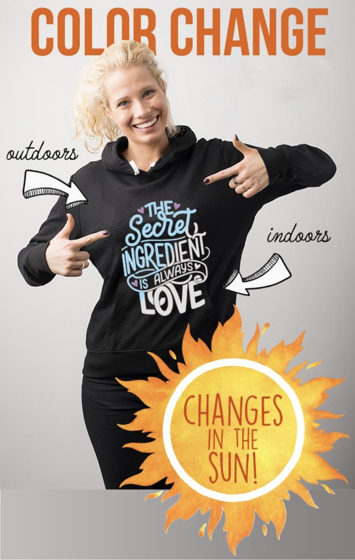 Custom Color Changing Hoodie Changes in the Sun Custom Text - Etsy