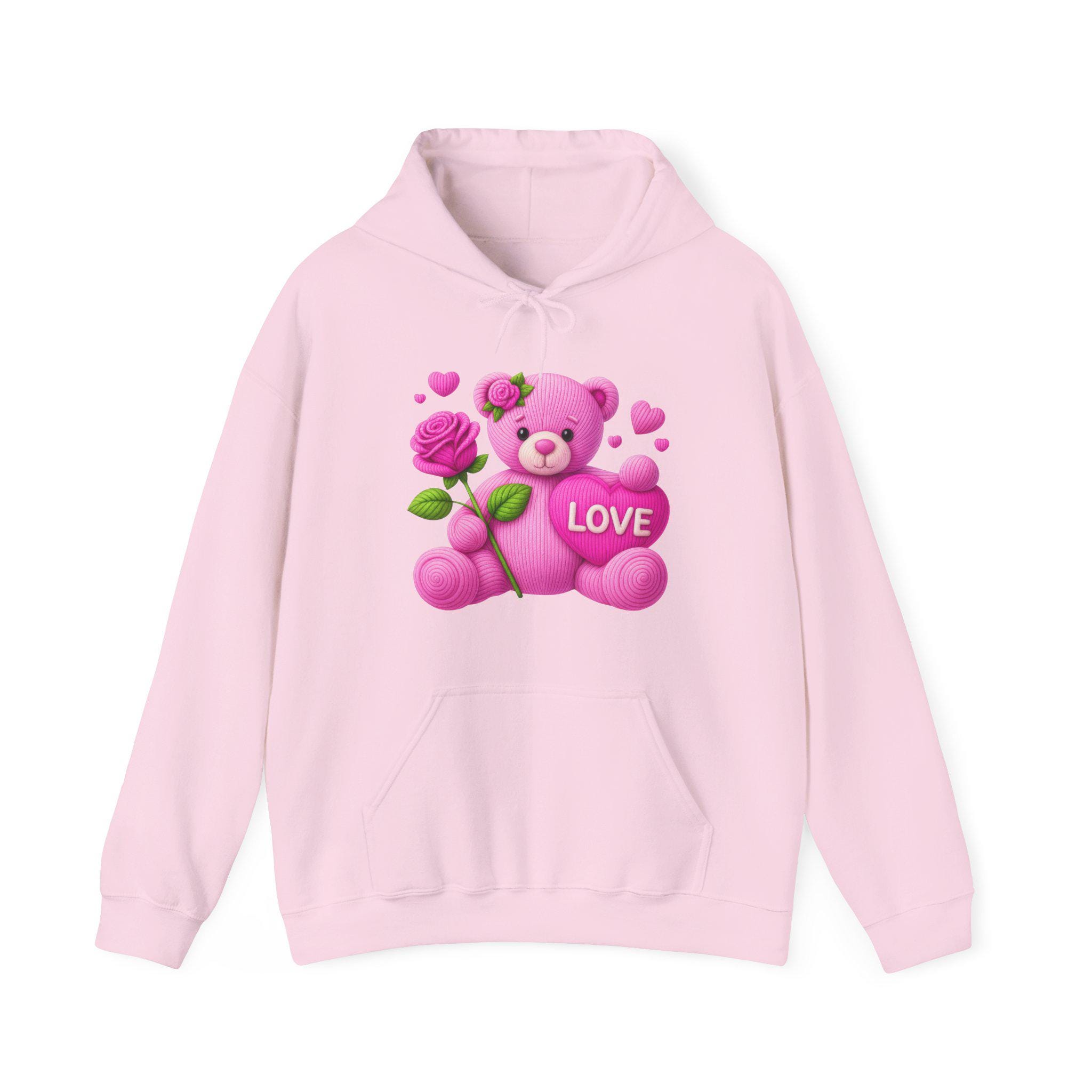 Cute Pink Teddy Bear Love Hoodie - Valentine's Day Gift for Her Girly ...