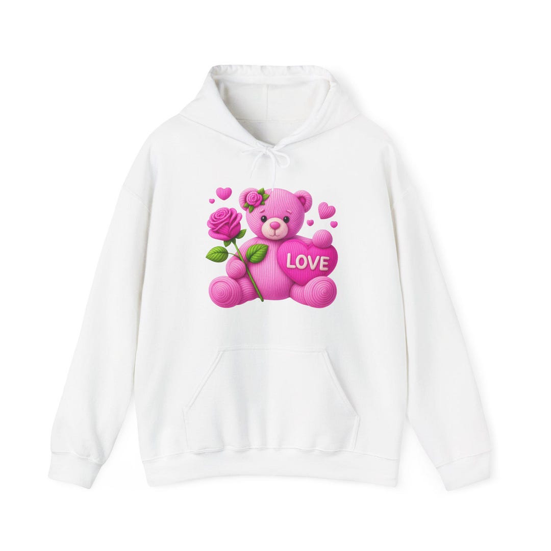 Cute Pink Teddy Bear Love Hoodie - Valentine's Day Gift for Her Girly ...