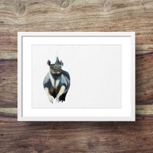 Nashorn (gefährdete Tiere, Schwarze Nashorn Kunst, Rhino Druck)
