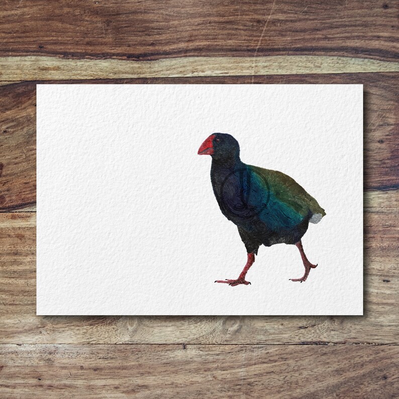 K&ouml;nnte beinhalten: Aquarellmalerei eines blauen, gr&uuml;nen und roten Vogels mit langem Schnabel. Der Vogel geht auf wei&szlig;em Hintergrund.