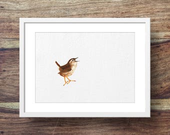 Chirping Wren (wren print, cute wren, wren art))