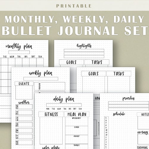 Bullet Journal Starter Kit Printable Weekly Planner Daily | Etsy