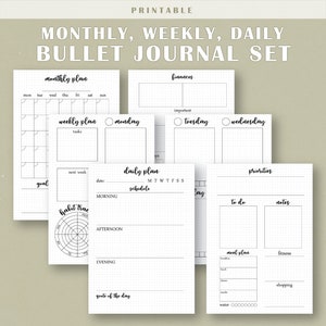 Bullet Journal Starter Kit Printable Weekly Planner Daily - Etsy
