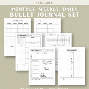 Bullet Journal Starter Kit Planner Insert Set Weekly - Etsy