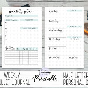 Weekly Journal Printable - Planner Insert, Planner Refill, Weekly ...
