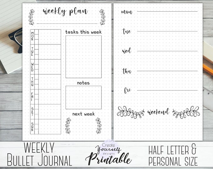 Weekly Bullet Journal Printable Weekly Planner Printable - Etsy