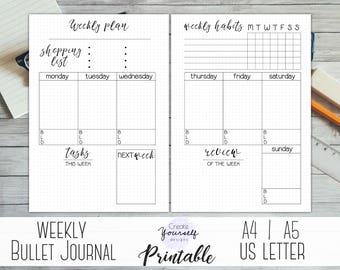 Printable Bullet Journal Bullet Journal Pages Weekly Etsy Printable Bullet Journal Bullet Journal Pages Weekly Etsy