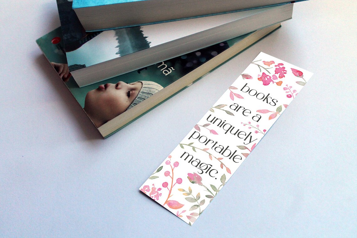 Printable Bookmark, Printable Rose Bookmark, Gift for Her, Bookmark Set ...