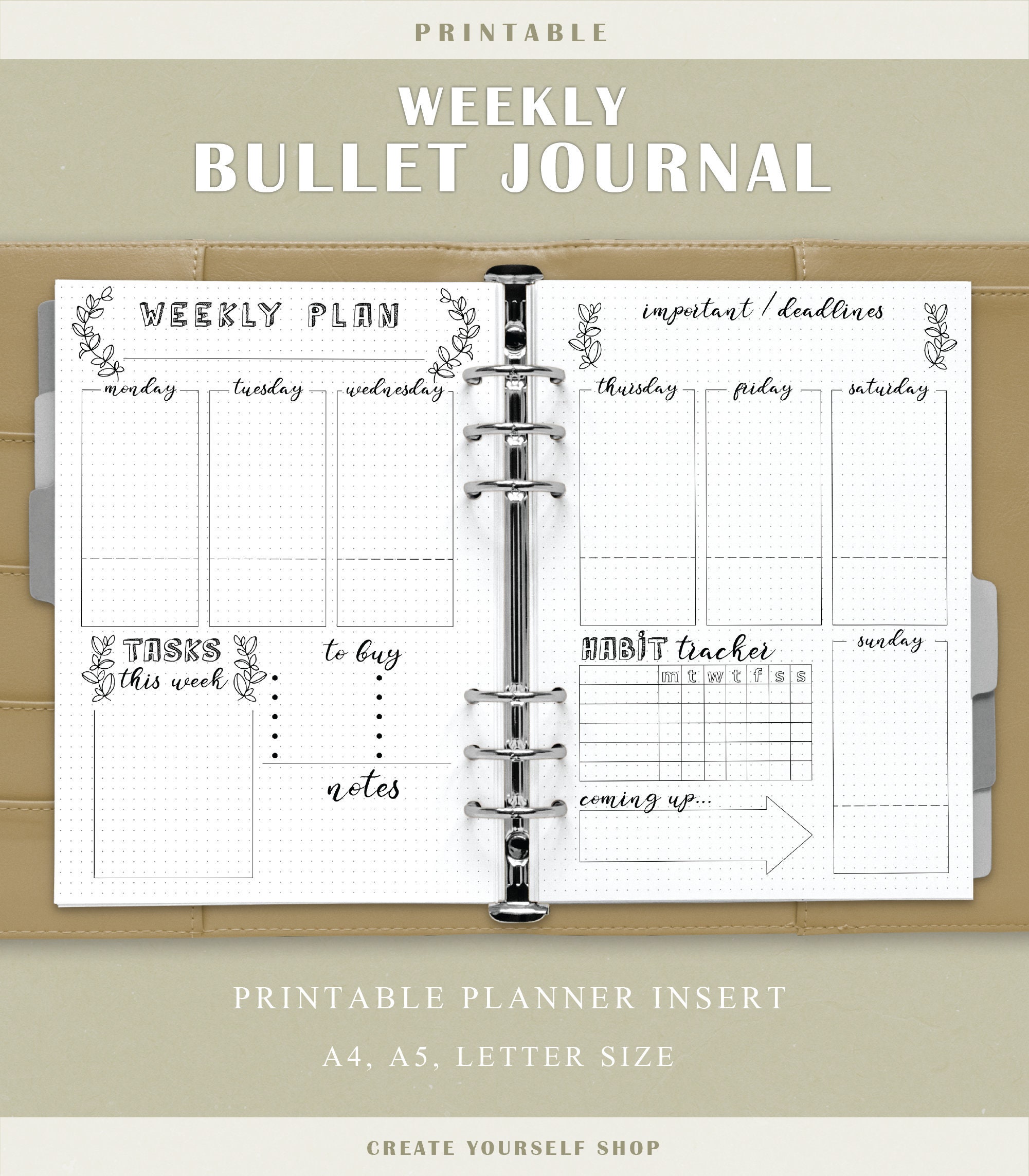 Printable Bullet Journal Weekly Bullet Journal Pages Weekly Etsy Denmark