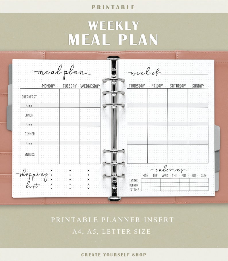Meal Planner Printable Bullet Journal Page Printable Etsy Meal Planner Printable Bullet Journal Page Printable Etsy