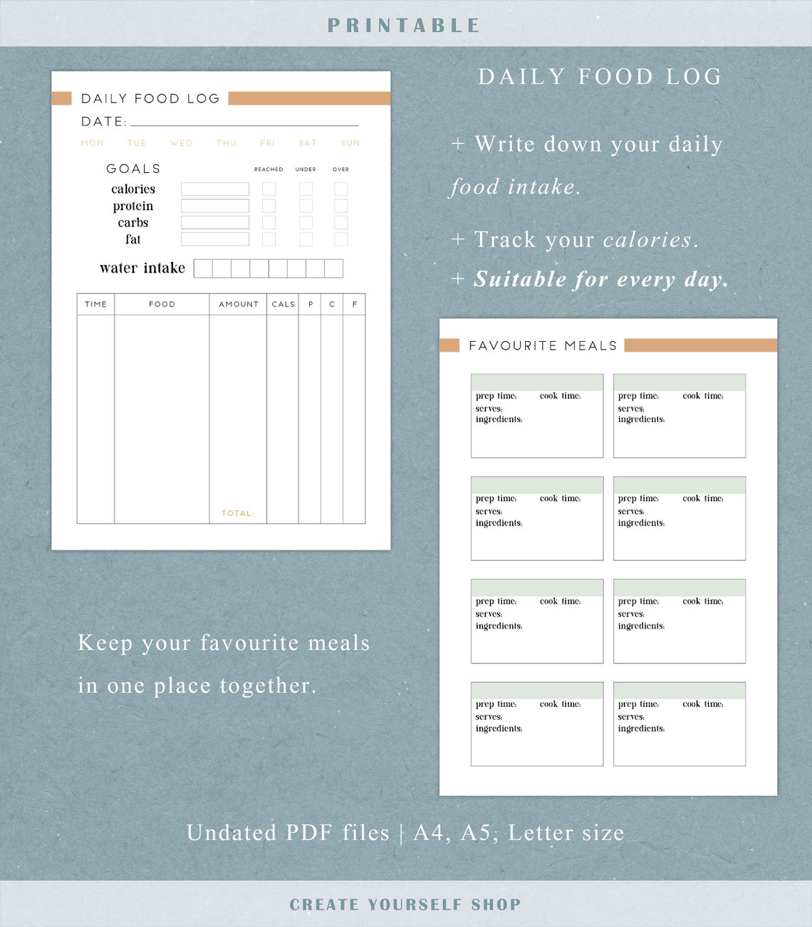 Compact Meal Planner Printable Meal Planner Kit Grocery - Etsy