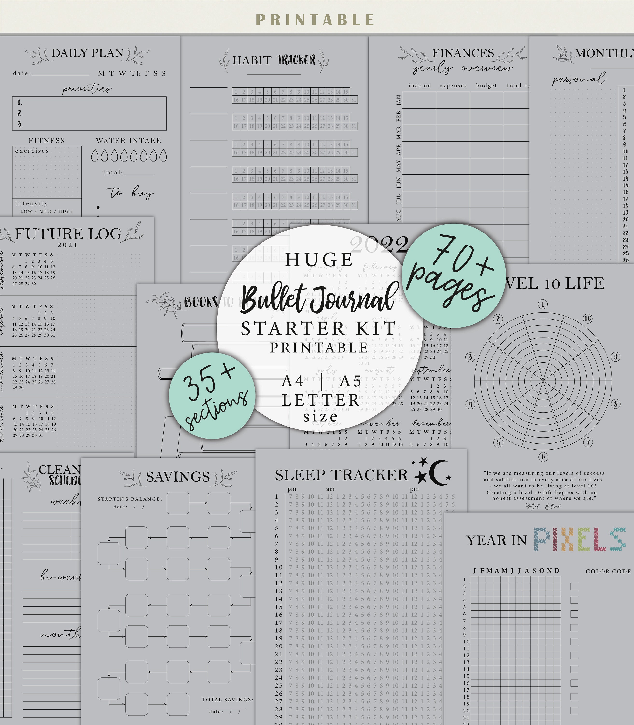 30 Day Challenge Printable Habit Tracker Habit Tracker Template Bullet ...