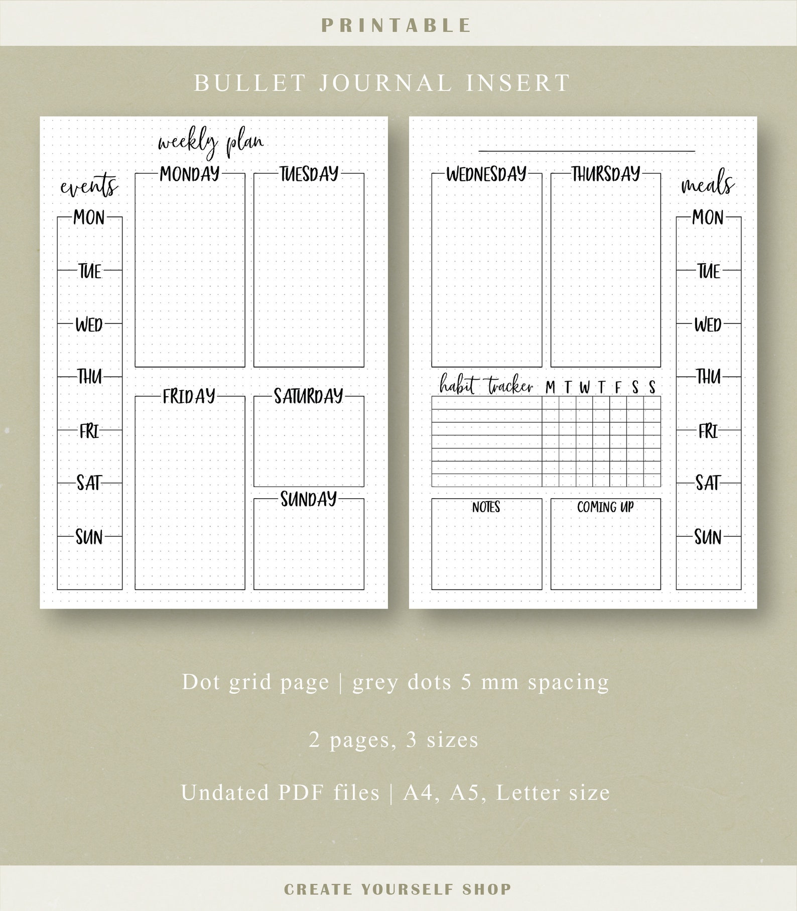Weekly Journal Printable Journal Pages Weekly Planner - Etsy