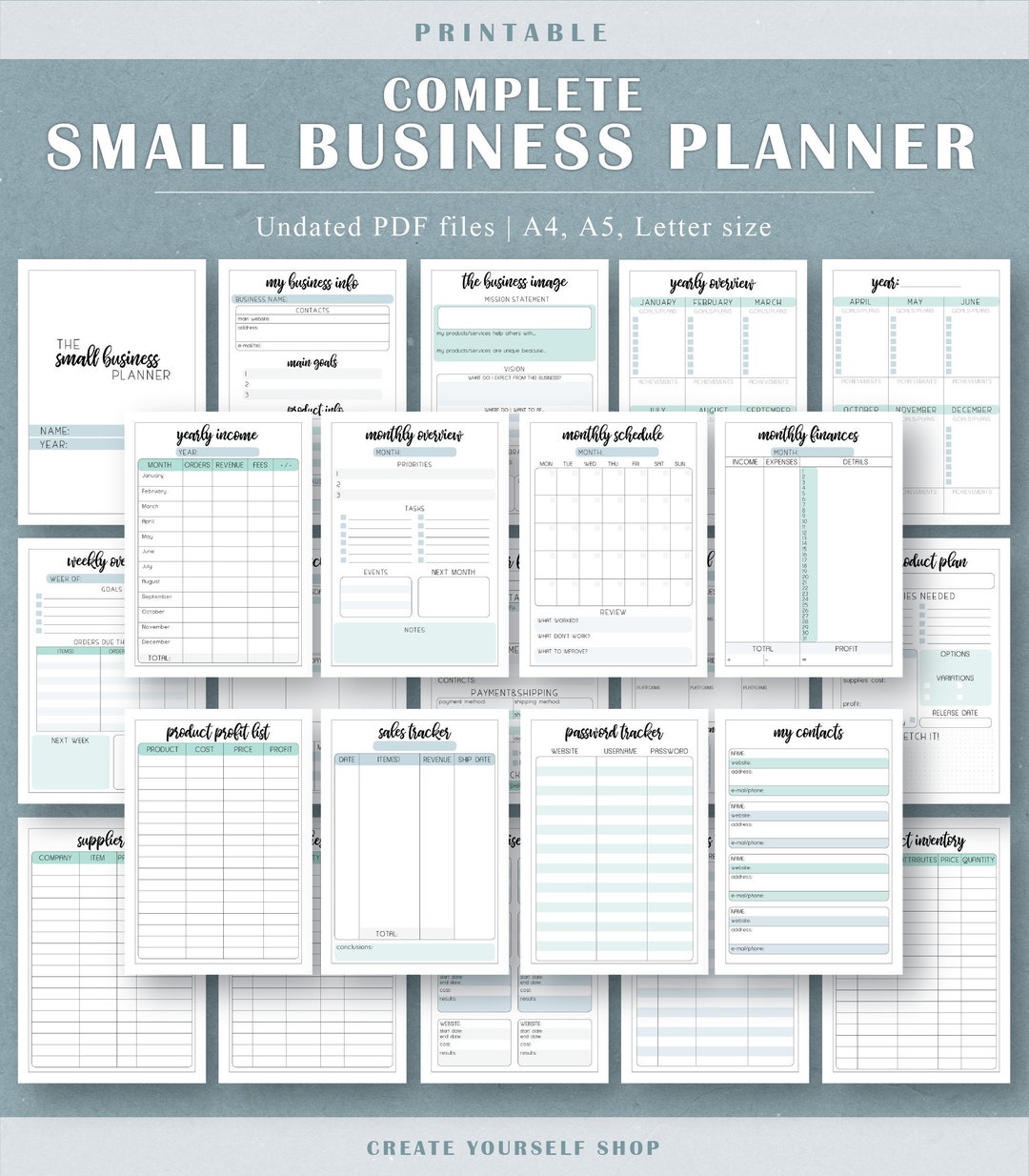 small-business-planner-printable-business-planner-business-finances-tracker-social-media-tracker-home-business-etsy-shop-planner-etsy