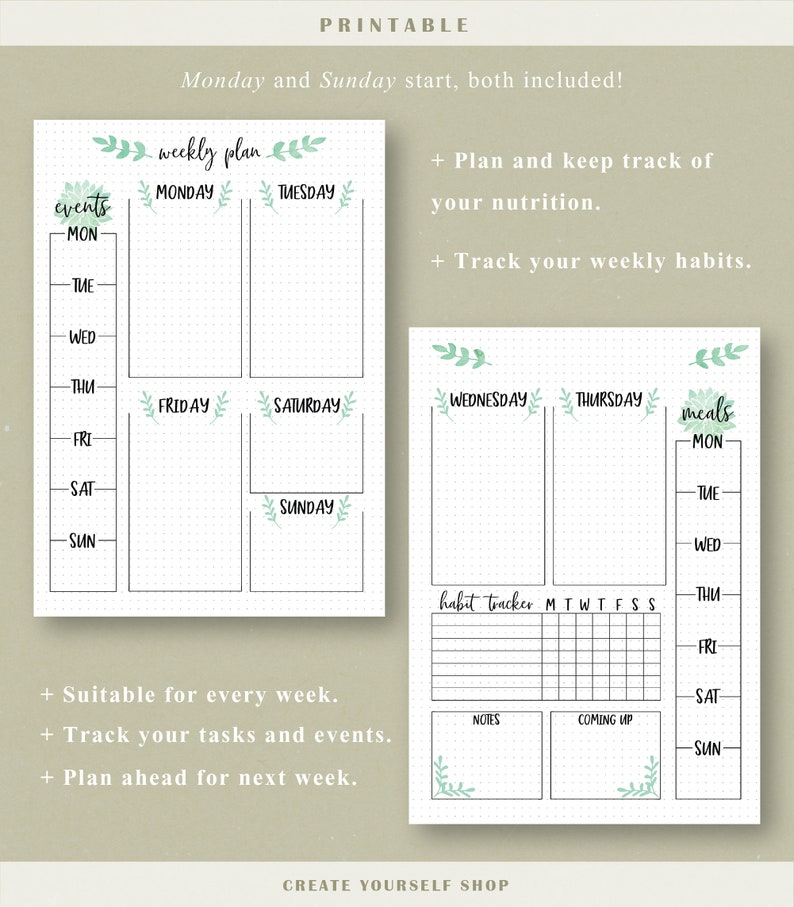 Printable Weekly Journal - Journal Pages, Weekly Planner, Planner ...
