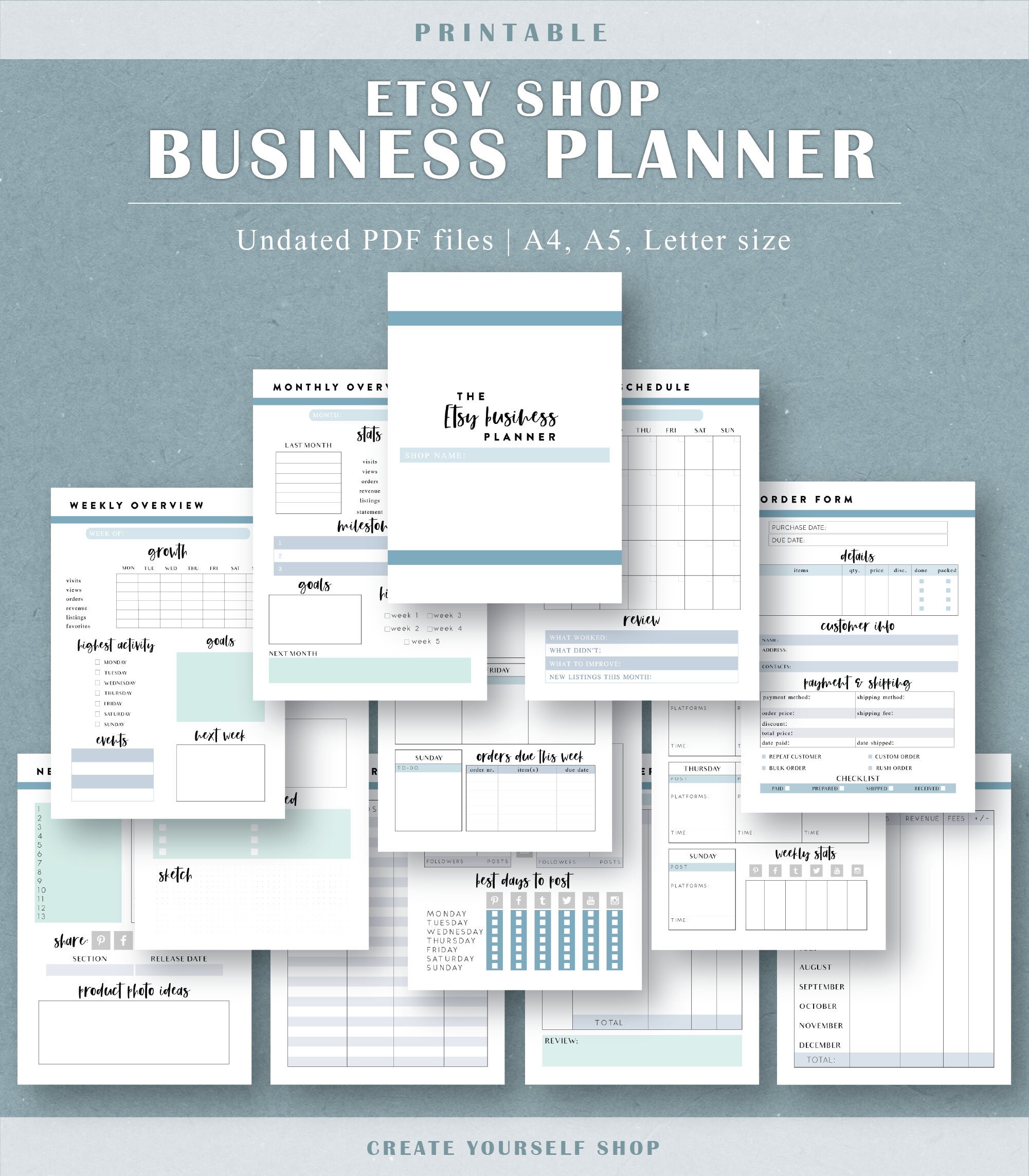 Printable Etsy Shop Planner Etsy Business Planner Small | Etsy