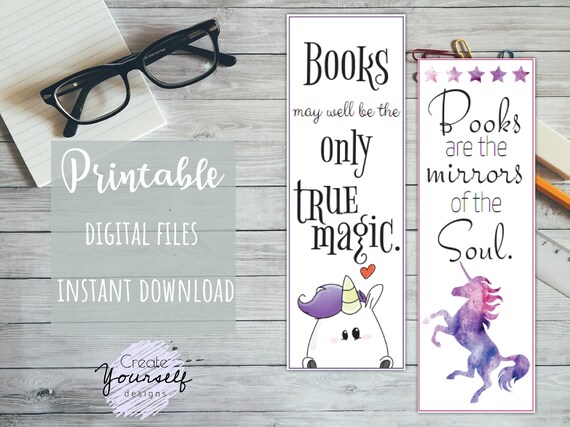 printable bookmark printable unicorn bookmark gift for her etsy