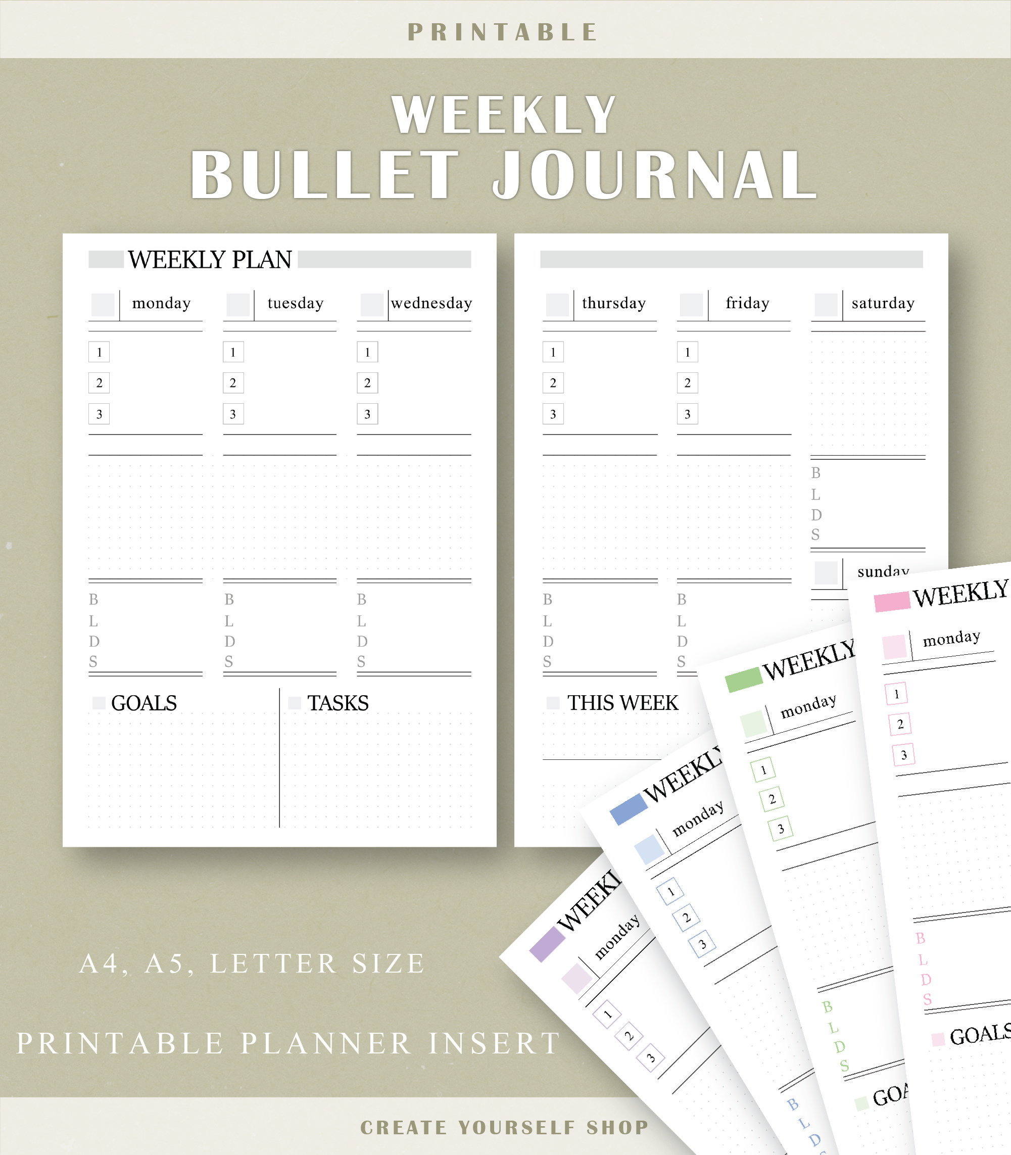 Printable Weekly Journal - Journal Pages, Weekly Planner, Planner ...