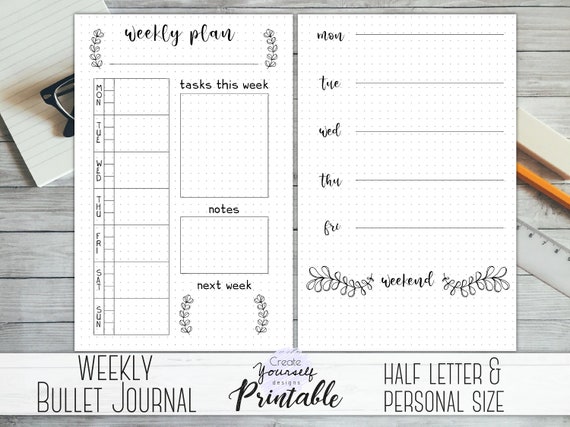 Weekly Bullet Journal Printable Weekly Planner Printable - Etsy Israel