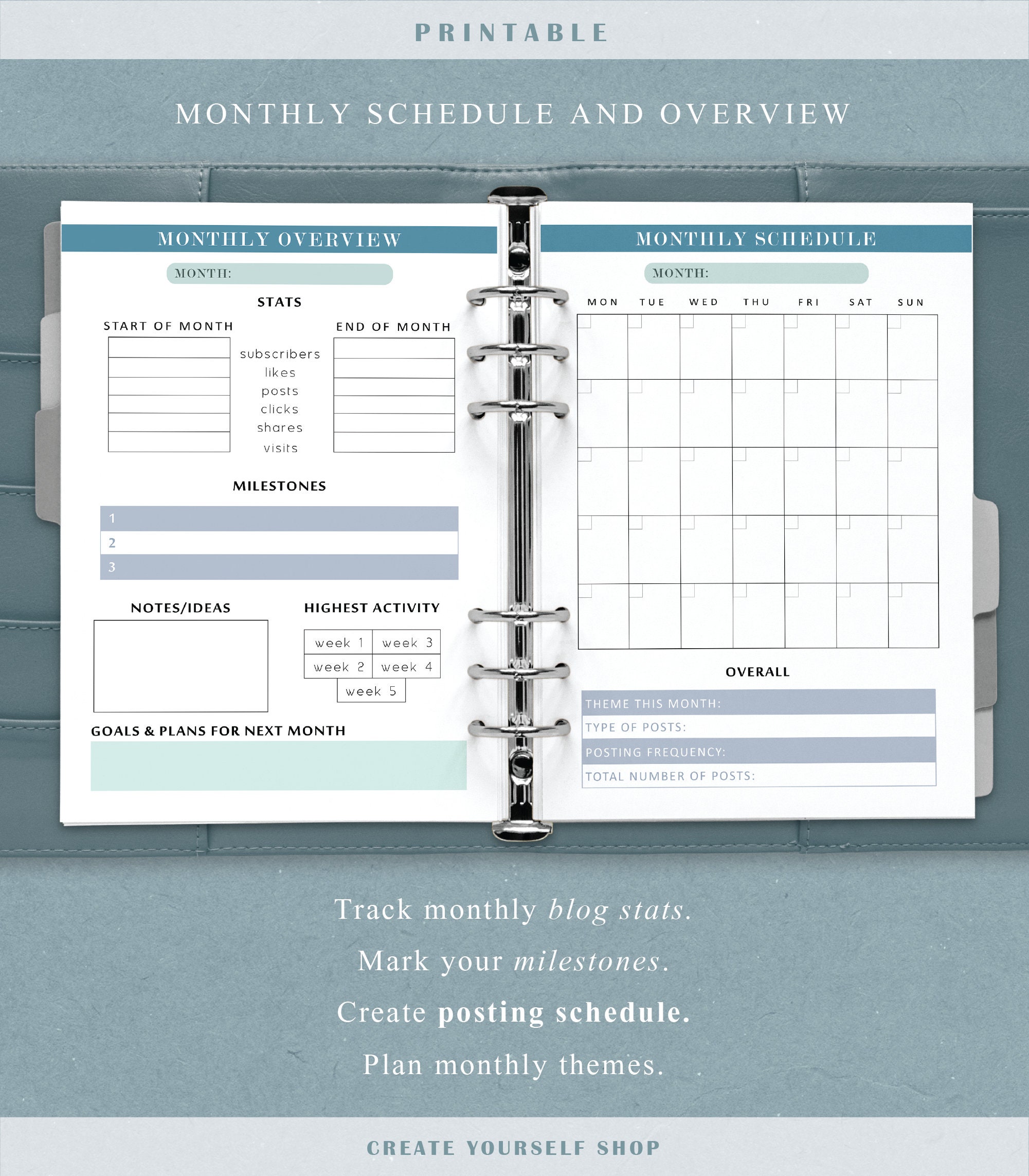 Blog Planner Printable - Social Media Tracker, Blog Post Planner ...