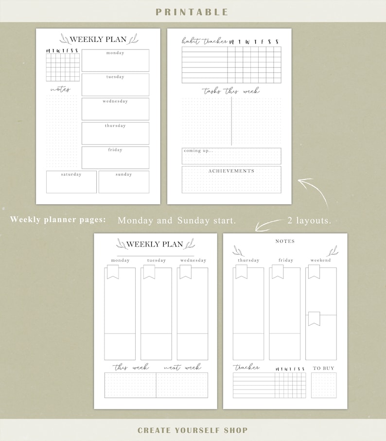 Bullet Journal Starter Kit 2023 2024 Printable Planner Etsy Australia