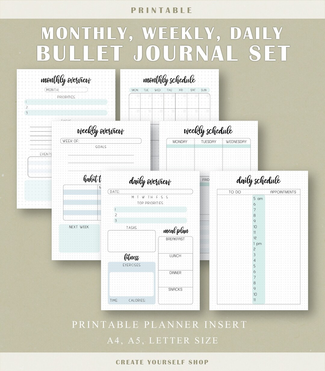 Printable Journal - Planner Insert, Weekly Planner, Daily Planner ...