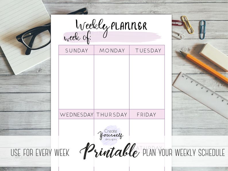 weekly planner printable unicorn planner unicorn print etsy