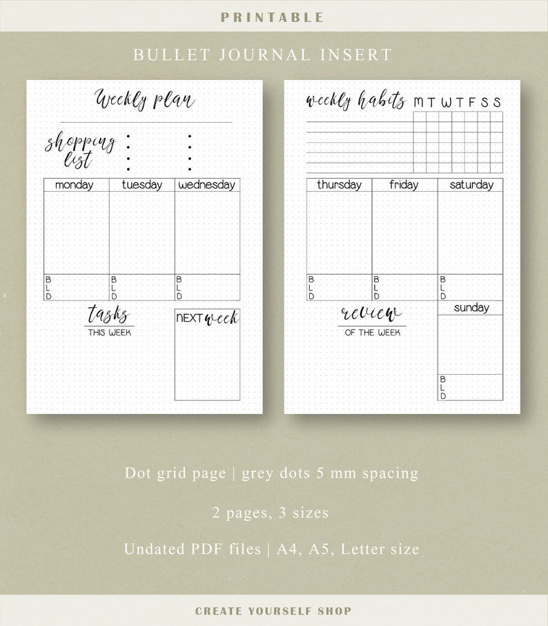 Weekly Journal Printable Journal Pages Weekly Planner - Etsy