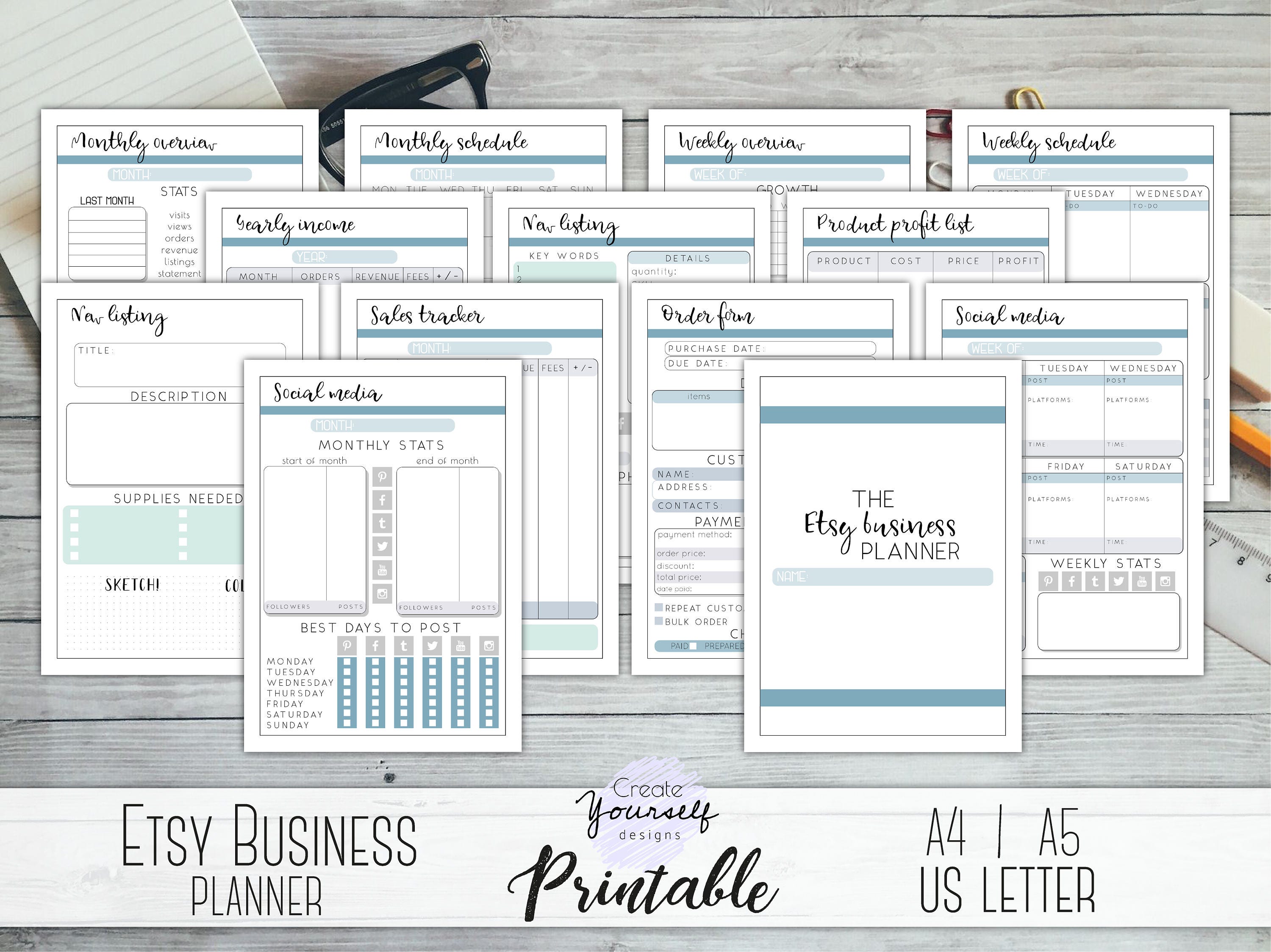 Printable Etsy shop planner Etsy business planner small Etsy