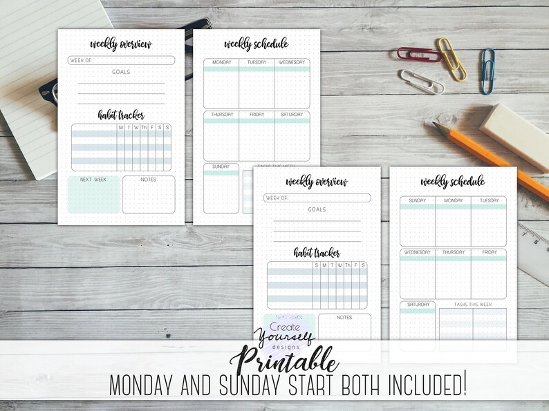 Printable Bullet Journal Starter Kit Planner Insert Weekly - Etsy