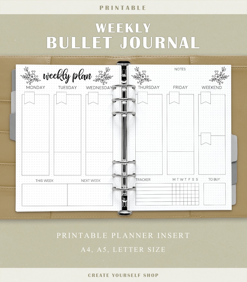 Weekly Journal Printable Journal Pages, Weekly Planner, Planner Insert ...