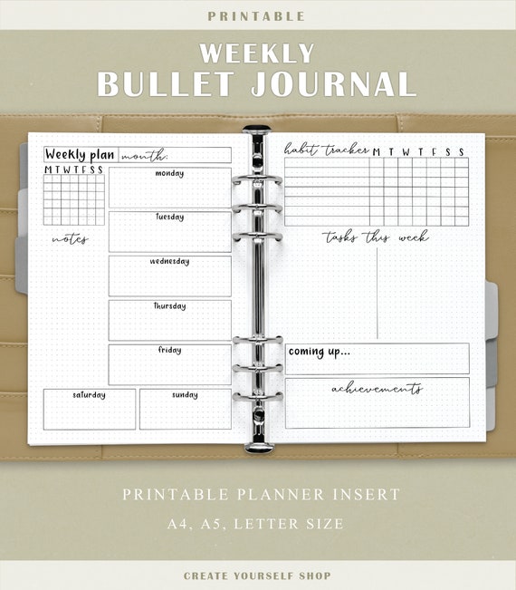 Weekly Bullet Journal Printable Planner Insert Printable Planner Bujo Printables Dot Grid Planner Pre Made Journal Weekly Planner Weekly Bullet Journal Printable Planner Insert Printable Planner Bujo Printables Dot Grid Planner Pre Made Journal Weekly Planner