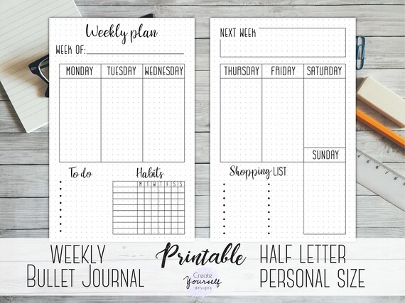 Bullet Journal Printable Weekly Planner Printable Bullet Journal Dot Grid Journal Planner Insert Half Letter Personal Size Planner Bullet Journal Printable Weekly Planner Printable Bullet Journal Dot Grid Journal Planner Insert Half Letter Personal Size Planner