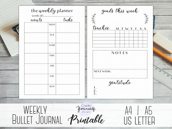 Bullet journal printable weekly bullet journal weekly | Etsy