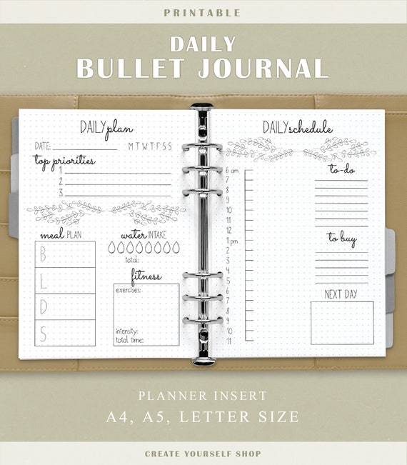 Bullet journal printable daily planner bullet journal | Etsy