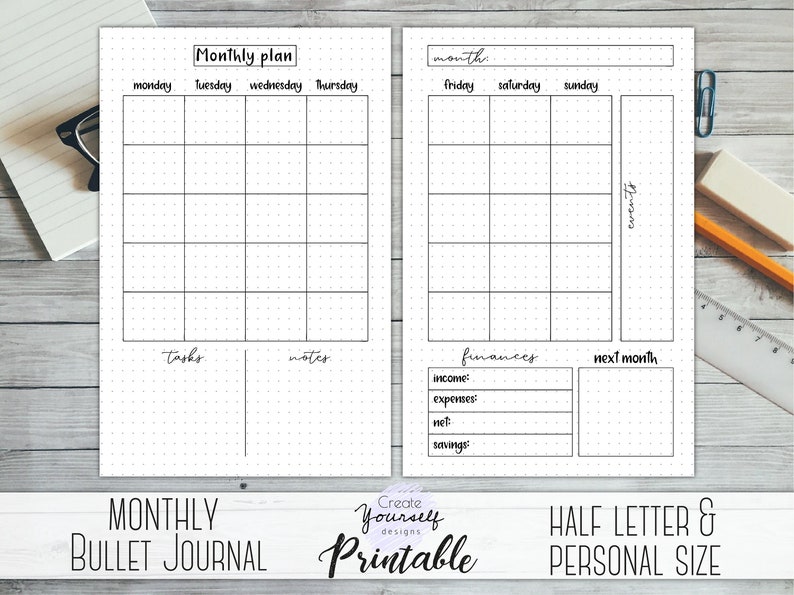 Bullet Journal Printable Monthly Planner Bullet Journal Etsy Australia Bullet Journal Printable Monthly Planner Bullet Journal Etsy Australia