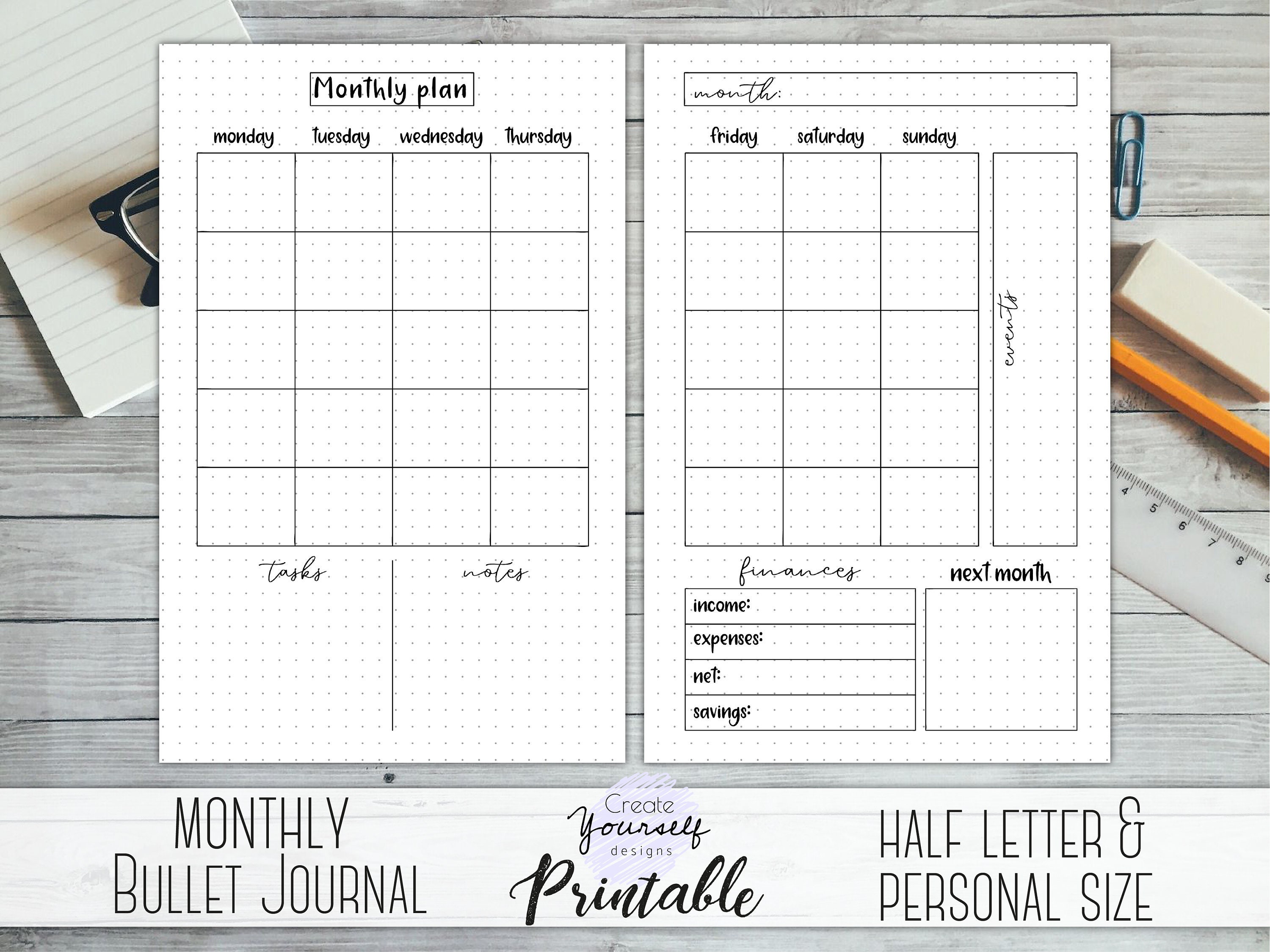 Bullet Journal Printable Weekly Planner Printable Bullet Printable 