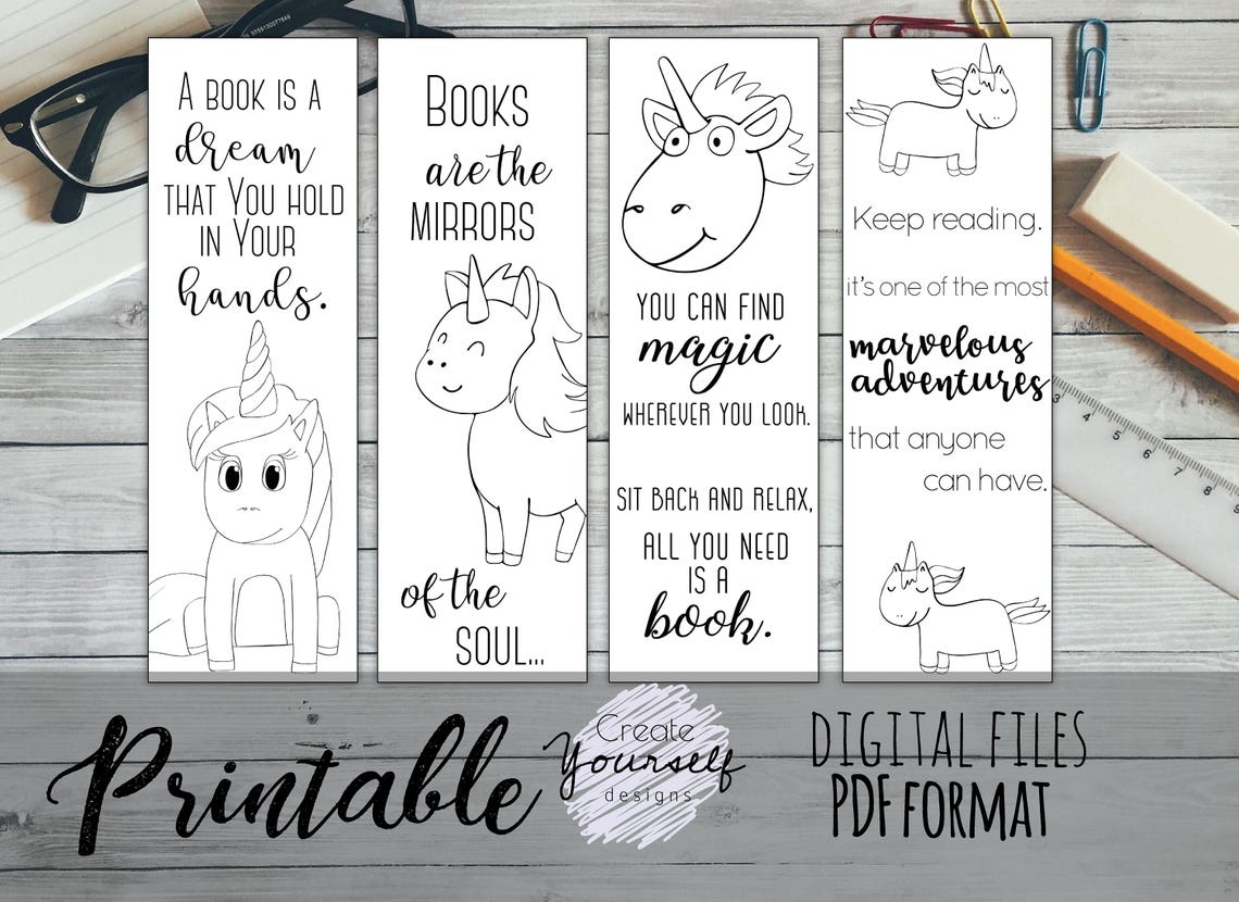 printable unicorn bookmark set coloring bookmark coloring