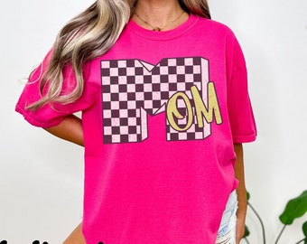 Cute, Retro, Checkered, MTV Mom, Comfort Colors Shirt, Mother's Day Gift, Mom Life Shirt, Motherhood Shirt, Gift for Mom, New Mom Gift