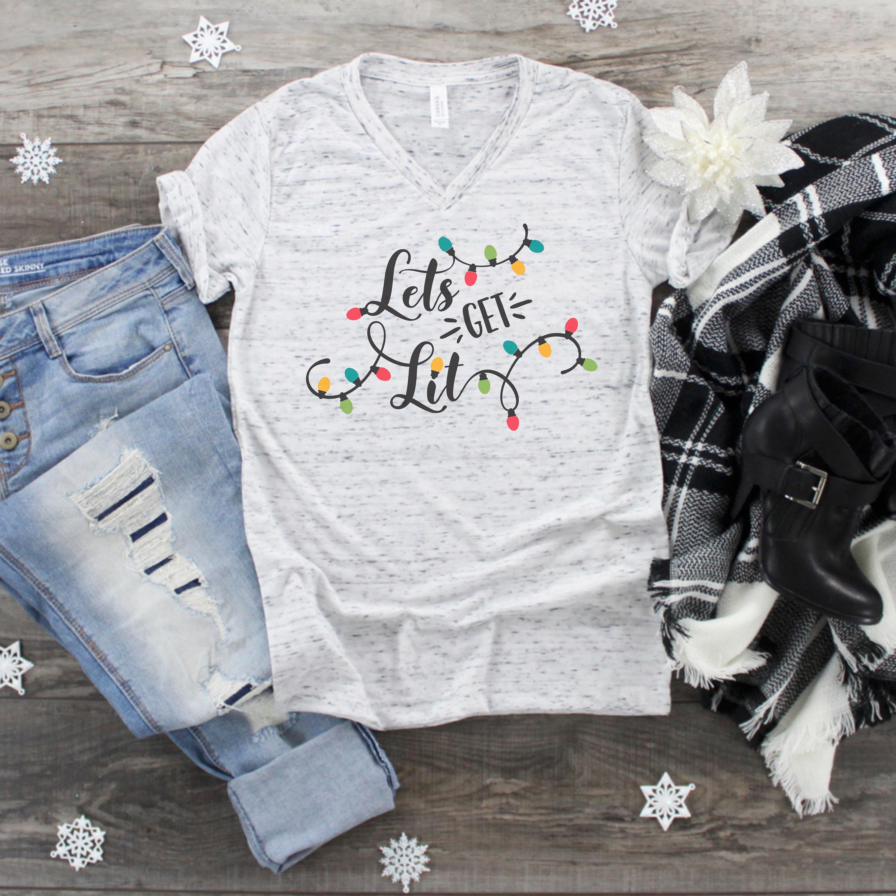 let's get lit shirt christmas