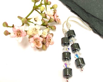 Sterling Silver Hematite Earrings, Silver Hematite Earrings, Gemstone Earrings, Drop Earrings, Dangly Earrings, Hematite Earrings