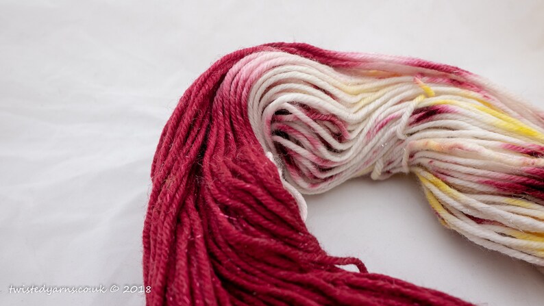 Luke/'s Lemon and Wine Hand Dyed Merino Sparkle DK Yarn