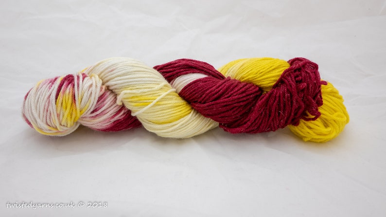 Luke/'s Lemon and Wine Hand Dyed Merino Sparkle DK Yarn