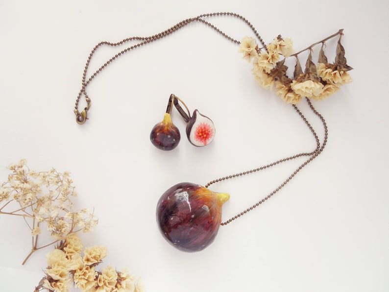 Fruit Jewelry Food Jewelry Fig Jewelry Figs Set Figs Etsy